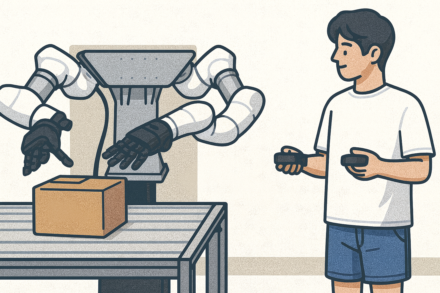 Illustration of VR-tracker teleoperation with a dual-arm robot